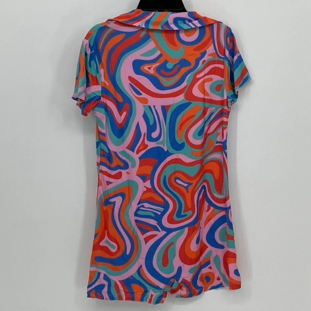 Women's Urban Threads Polo Romper in Swirl Print - Picture 4 of 7